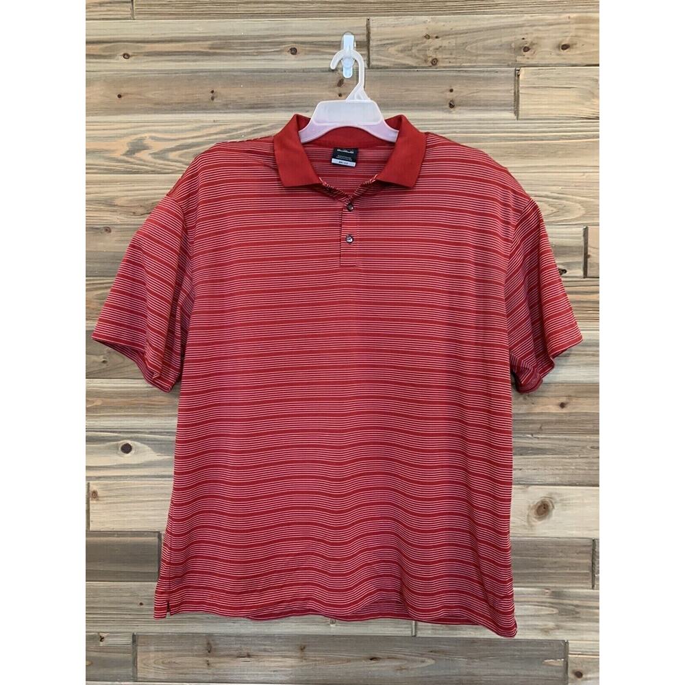 NIKE GOLF Dri-Fit Red and White Short Sleeve Polo Casual Shirt Men's Size XXL